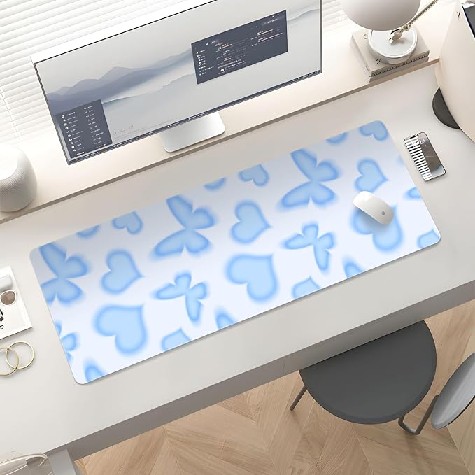 Mousepad Desk Mat Gaming Large Keyboard Cute Office Desktop Computer Laptop XXL Long Giant Big Kawaii Aesthetic (Butterfly)