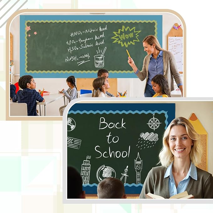 Bulletin Board Borders, 8 Rolls 262.4 Ft Scalloped Boho Classroom Decor | Bulletin Board Decorations for Classroom, School, Office, Blackboard, Whiteboard Trim, Home, Waterproof & Tear Resistant