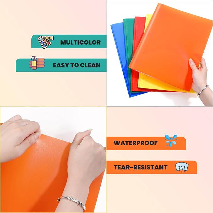 GNL Plastic Folders with Pockets and Prong, Pack of 10, Colored Heavy Duty 2 Pocket File Folders Letter Size, Folders with Prongs for School, Home, and Office