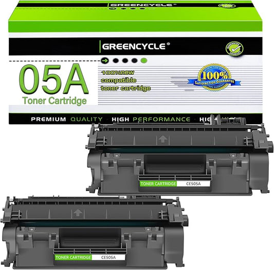 greencycle Compatible Toner Cartridge Replacement for HP 05A CE505A Work with LaserJet P2035 P2035N P2055DN P2030 P2050 P2055D P2055X 2055D Printer (Black, 2-Pack)