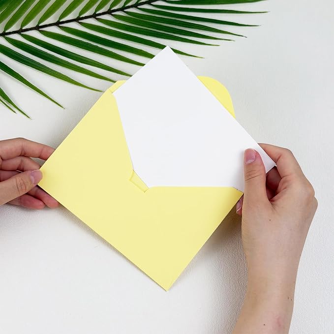 50 PCS Light Yellow Colorful A4 Envelopes,4x6 Envelopes for Invitations | 4x6 Envelopes for Greeting Cards, Great for Invitations, Wedding Invitation, Birthday, Baby Shower, Graduation