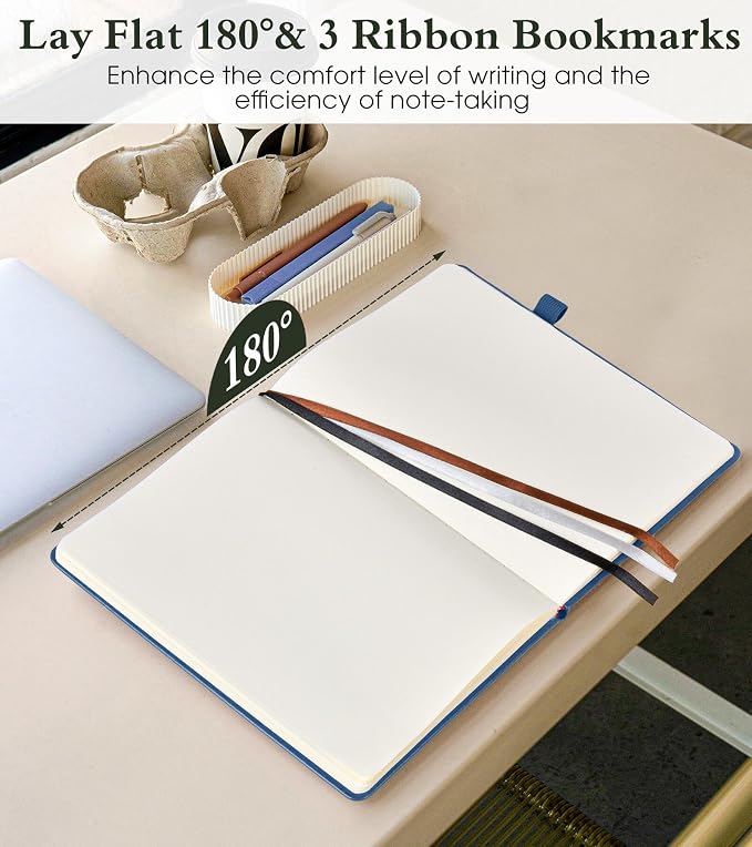 PAIBAS Blank Journal Notebook for Women Men,160 Pages,A5 Hardcover Sketchbook for Drawing, Sketch book, Unlined Notebooks for School,Work, Note Taking,Travel Journals for Writing 5.8"x8.5" (Navy)