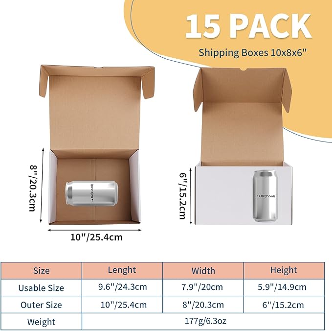 ZBEIVAN 10x8x6 White Shipping Boxes Set of 15, Corrugated Cardboard Mailer Boxes for Packaging Small Business Mailing Gifts