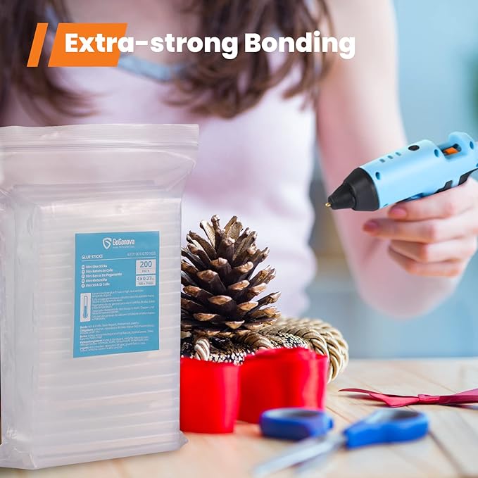 Mini Glue Gun Sticks, GoGonova 200 Pcs Clear Mini Glue Sticks, 0.27" Diameter and 4" Long Hot Melt Glue Sticks - Compatible with Most Mini Glue Guns