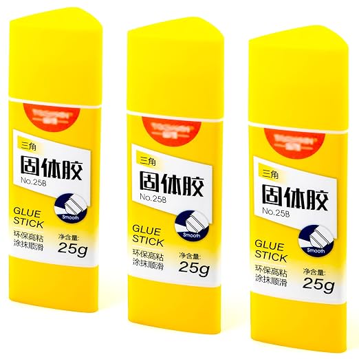 Smilo Triangle Glue Sticks, No-Roll Precision Tip 25g 3-Pack for School | Safe, Washable, Non-Toxic, Acid-Free,Smooth & Wrinkle-Free,Reaches Corners & Edges,For Crafts, School, Office, DIY