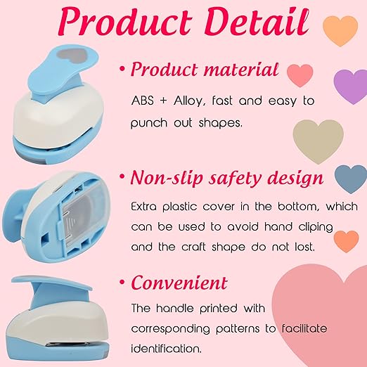 Heart Punches for Paper Crafts, 1-Inch Across, Small Hole Heart Punch Cutter, Lever Punch, Heart Shape for Card Making, Scrapbooking, DIY Arts.