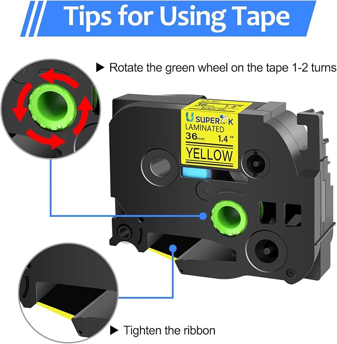 5 Pack TZe-661 36mm Label Tape Compatible for Brother P-Touch TZe TZ Tape 36mm 1.4'' Laminated Yellow TZe661 TZ-661 Black on Yellow 1-1/2'' for Ptouch Label Maker PT-P910BT P900W P950W