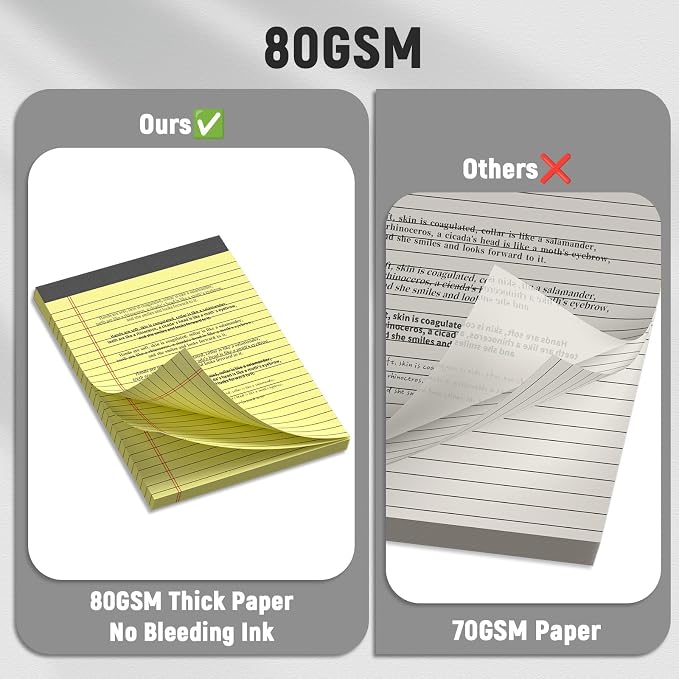 12pcs Note Pads 5"x8",600 Sheets Small Legal Pad, Perforated Color Notepads | 50 Sheets/Pack Notebook, College Ruled Lined Bulk Writing Pad,Sturdy Back Paper Pads 5" x 8 " for Office, School, Business