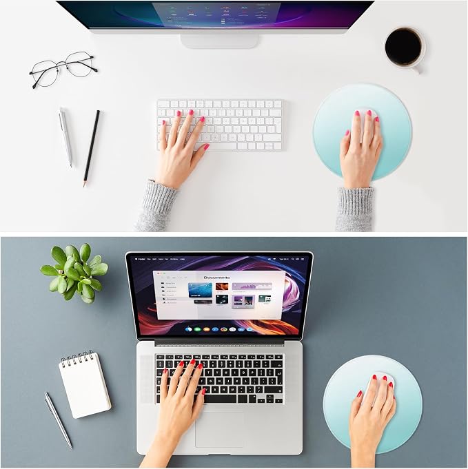 ITNRSIIET Mouse Pad Non-Slip Rubber Base Smooth Surface Stitched Edges Waterproof Durable Compatible with All Mice for Office & Gaming, Desk Accessory, Diameter 8.7 inch, Sky Gradient