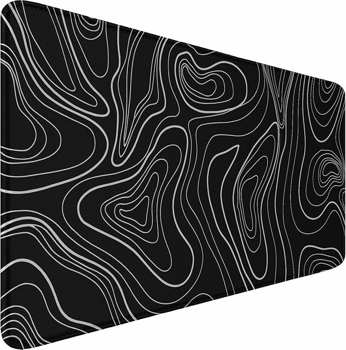 Extra Large Gaming Mouse Pad 31.5 x 11.8 in, Waterproof Mousepad with Stitched Edges, Premium Microfiber Cloth Surface, Non-Slip Base Keyboard Desk Mat for Home Office Gaming, Black White Lines