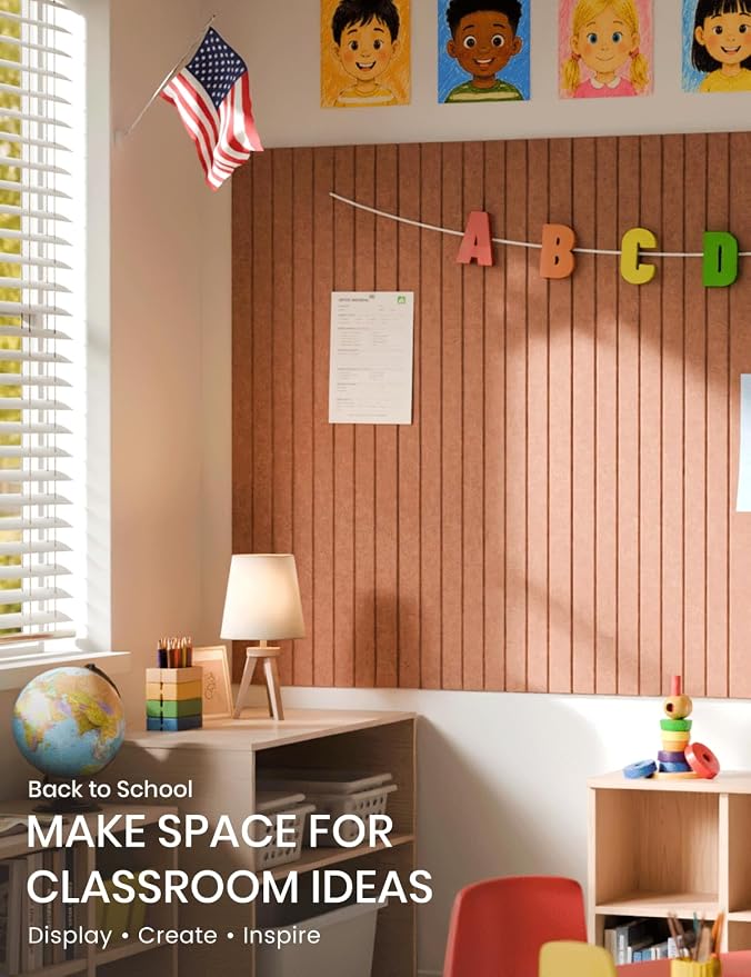 Fluxynara 48" x 36" Large Felt Bulletin Board, Terracotta | 12 Pack Cork Board Alternative with 60 Safe Adhesive Tabs, Pin Boards for Wall Decor, Home, Office, Classroom,Dorm