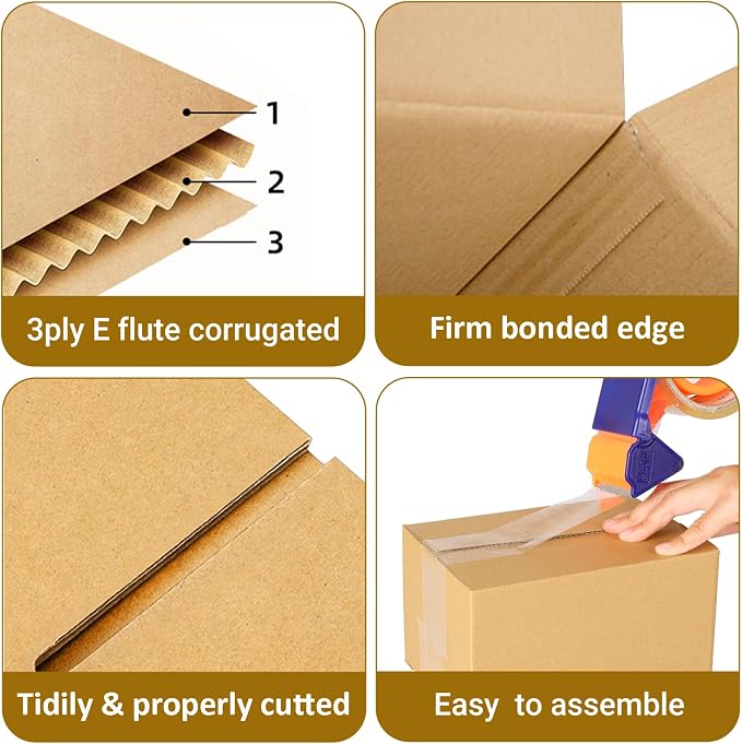 zmybcpack 80 pack 7x5x4 inch Cardboard Box Mailers, Kraft Shipping Boxes
