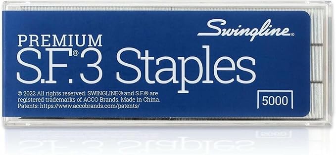 Swingline Staples, S.F. 3, Premium for Desktop Staplers, 1/4" Length, 105/Strip, 5000/Box, Jam Free, Half Strip (35440)