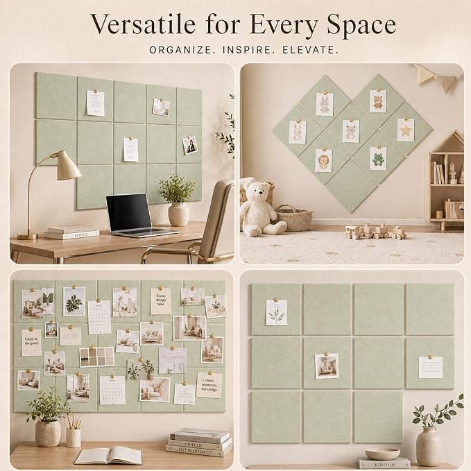 Felt Bulletin Board Tiles, Large Cork Board Alternative,24 x 36 in | 0.35 in modular felt wall tiles for notes, photos, schedules, reminders in offices, classrooms, home and office workspaces