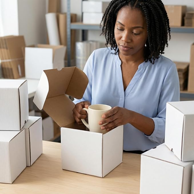 WIFTREY 30 Pack 5x5x5 White Small Shipping Boxes, 5 x 5 x 5 Corrugated Cardboard Box for Packaging Small Business, Shipping, Moving, Mailing