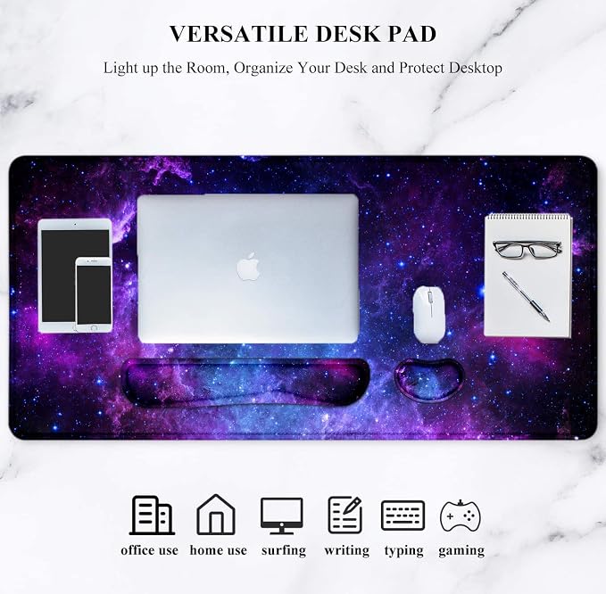 Lateefah Mouse Pad with Wrist Rest, Desk Mat + Keyboard Wrist Rest Set, Desk Pad for Keyboard and Mouse, 4-in-1 Large Mouse Pad with Wrist Support for Office, Home