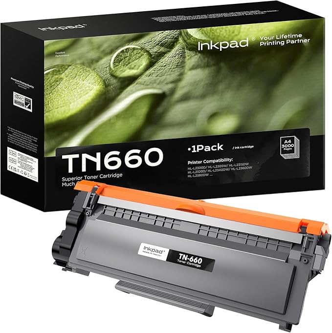 TN660 Toner Cartridge, Compatible with HL-L2380DW, HL-L2320D, HL-L2340DW, DCP-L2540DW, MFC-L2700DW, MFC-L2720DW Printers