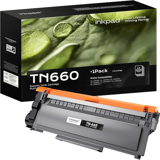 TN660 Toner Cartridge, Compatible with HL-L2380DW, HL-L2320D, HL-L2340DW, DCP-L2540DW, MFC-L2700DW, MFC-L2720DW Printers