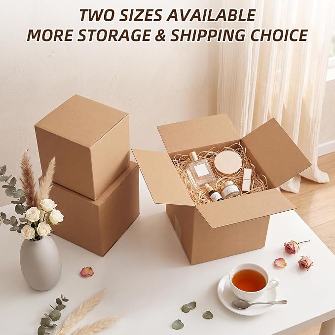 ZBEIVAN Shipping Boxes Mailers Assorted Sizes 8x8x8, 7x7x7, 6x6x6 inches Corrugated Cardboard Small Packing Kraft Moving Mailing Box, Pack of 30