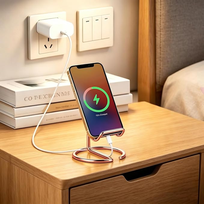 gianotter Rose Gold Phone Stand | Rose Gold Desk Organizer and Accessories, Phone Holder for Desk, Compatible with iPhones and iPads (Rose Gold)
