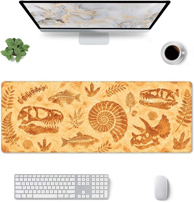 Retro Fossils Mouse Pad XL Large Mousepad Non Slip Rubber Base Desk Mat for Laptop Computer Gaming 31.5" X 12"