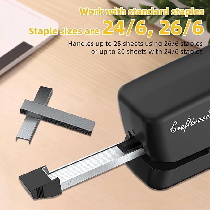 Electric Stapler, Automatic Stapler, Include 2000 Staples and 1 Staple Remover, Heavy Duty, Store 210 Staples，AC or Battery Powered, 25 Sheet Capacity
