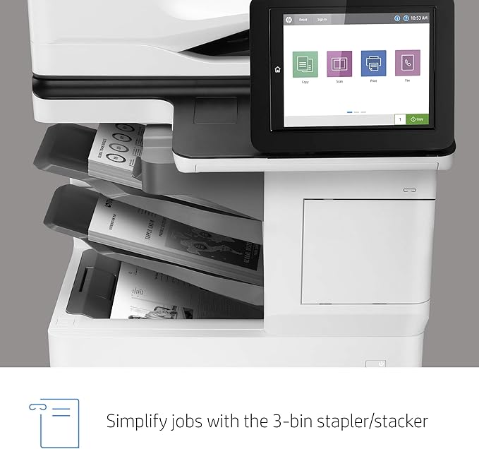 HP LaserJet Enterprise MFP M634z Monochrome All-in-One Printer with Built-in Ethernet, 2-Sided Printing, Extra Paper Trays & 3-bin Stapler/Stacker (7PS96A)