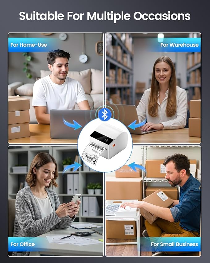 ASprink Bluetooth Shipping Label Printer 4x6 Thermal Label Printer for Small Business,Built-in Paper Bin, Wireless Thermal Printers&Shipping Packages, Compatible with iPhone&PC,Amazon, Tiktok, USPS
