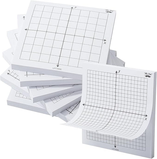 Mr. Pen- Graph Sticky Notes, 3x3 Inch, 6 Pads, 50 Sheets/Pad, 300 Sheets | 6 Grid Designs, White, Square Graph Paper Notes, Grid Sticky Note Pads for Math, Study, Journals, Planners