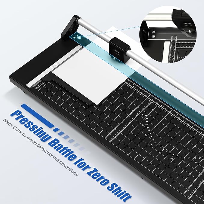36 Inch Precision Rotary Paper Cutter, Desktop Office Paper Trimmer, Manual Straight Paper Trimmer with Roller Cutter Head and Round Blade for Photos, Cards, Decals