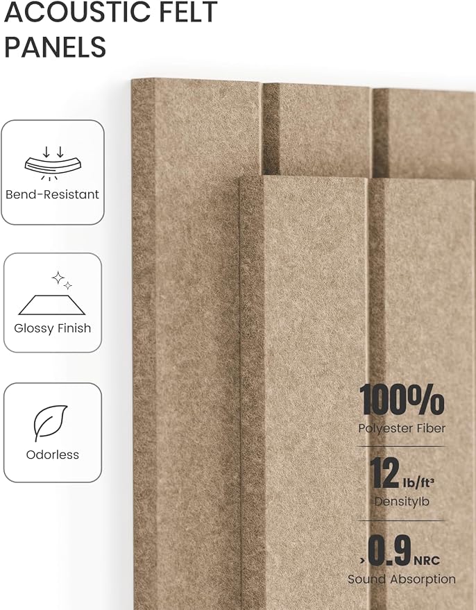 Fluxynara 48" x 36" Large Felt Bulletin Board, Taupe | 12 Pack Cork Board Alternative with 60 Safe Adhesive Tabs, Pin Boards for Wall Decor, Home, Office, Classroom,Dorm