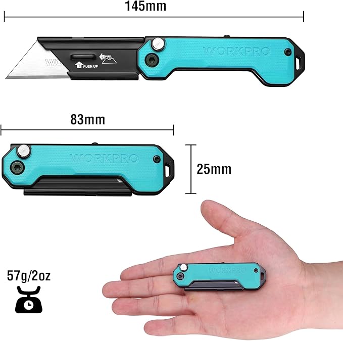 WORKPRO EDC Folding Utility Knife, Mini Box Cutter with Quick Open Axis Lock, Quick Change Blade Razor Knife, Foldable Small Pocket Knife with Belt Clip