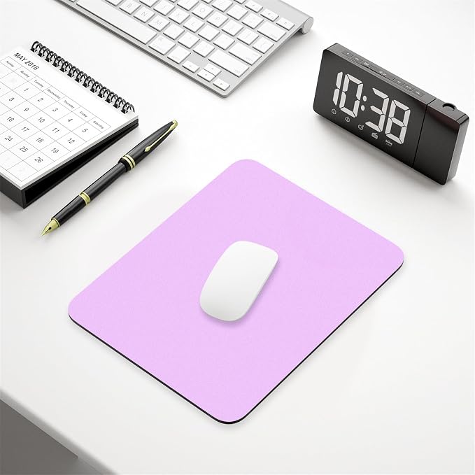 Hsurbtra Mouse Pad, Premium-Textured Square Mousepad 7 x 9 Inch, Thick 3 mm Anti-Slip Waterproof Rubber Pretty Cute Computer Mat for Office Gaming Laptop Women Kids Vanilla Purple