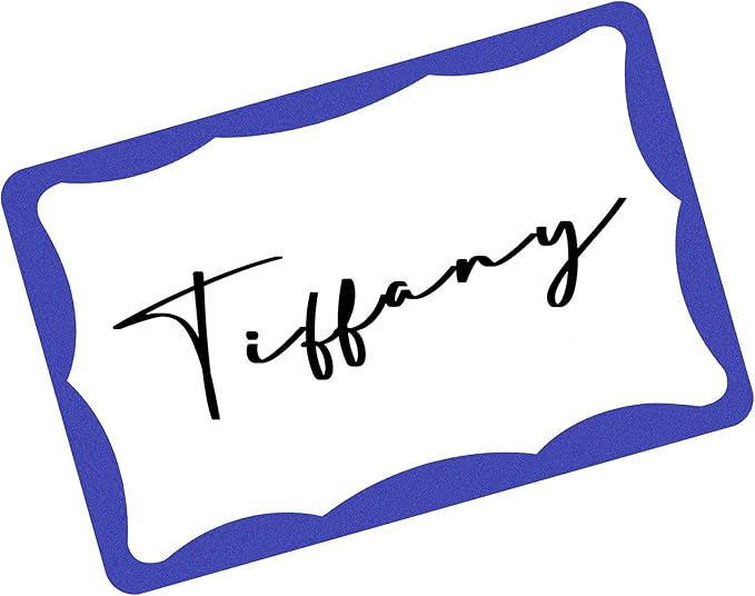 390Pcs Name Tags, 3in x 2in Name Tag Stickers, Name Tags Sticker for School Office Home(White with Blue Border)