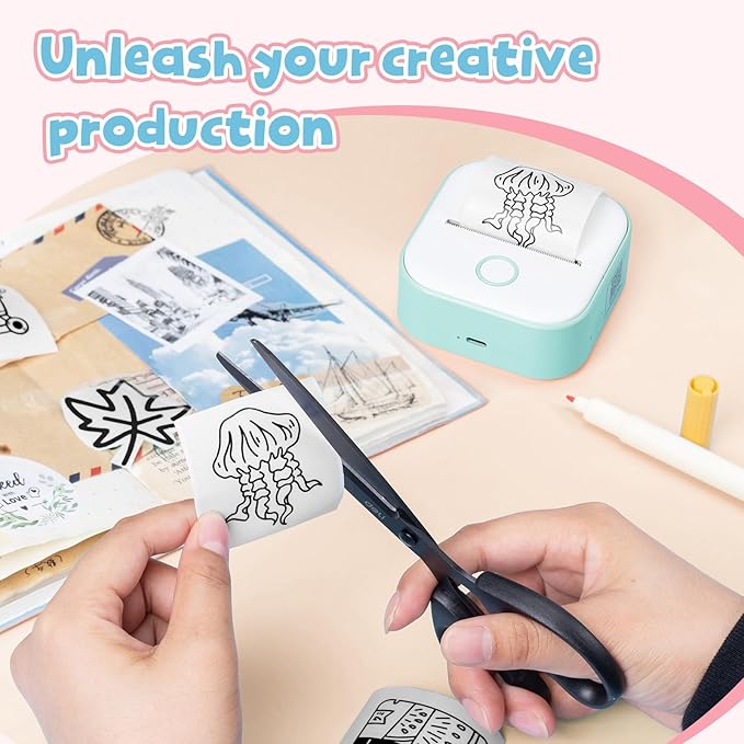 Phomemo White Sticker Paper- for Phomemo T02/T02Pro/Q02E/M02X/Y02C/Q02 Mini Printer, for Study Notes, Photo, DIY, Stickers, Image Time 10 Years, Black on White Sticky Paper, 50mm x3.5m, 3 Rolls