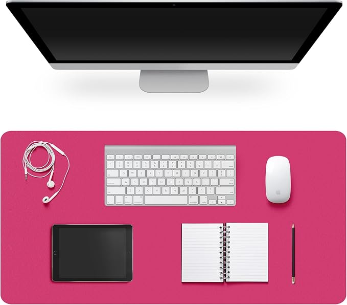 Leather Desk Pad Protector,Non-Slip Desk Pad(Rosepink, 35.4" x 17") | on-Slip PU Leather Large Mouse Pad,Easy Clean Desk Protecor Mat,Writing Pad for Office Work/Home/Decor