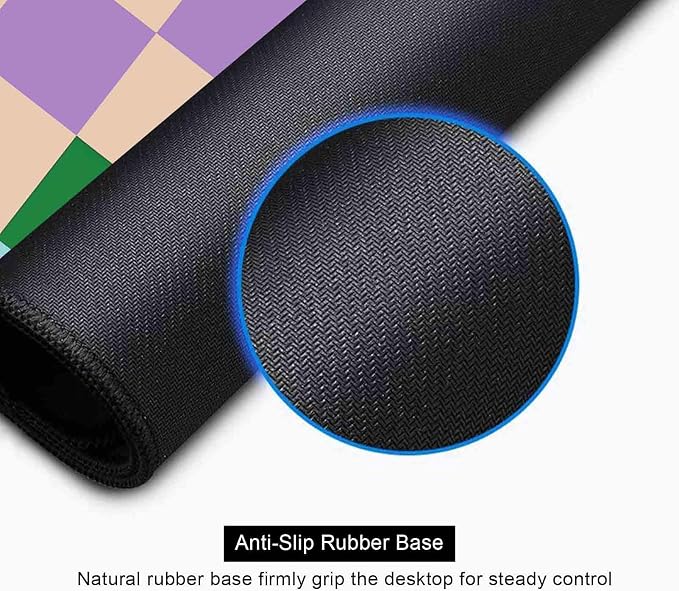 Colorful Checkered Desk Mats, Retro Purple Pink Blue Green Large Desk Pad, Aesthetic Desktop Mat, Writing Mat, Non-Slip Rubber Gaming Mouse Pad for Laptop Computer Office, 31.5 X 11.8 in