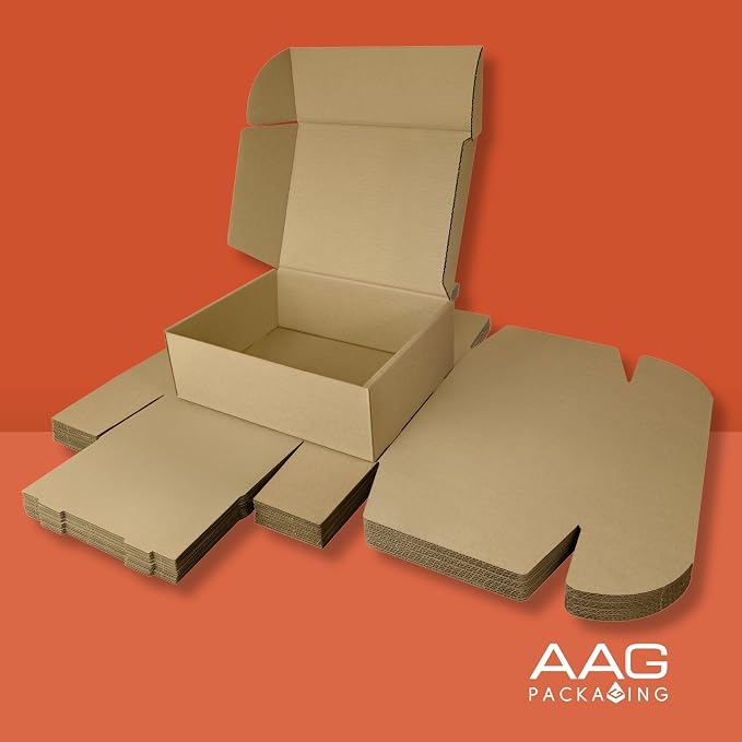 Corrugated Shipping Box Mailers, Kraft Brown, Triple-Layer Board Secure Slot Closure (Brown, 12"x9"x4" / Set of 10)