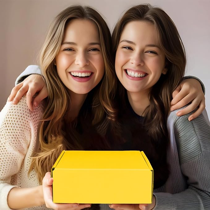 Small Shipping Boxes, 50 Pack Cardboard Box Corrugated Mailer Boxes Small Corrugated Boxes For Shipping Packaging Craft Gifts Giving Products, 6 x 4 x 1.6 Inches (Yellow)