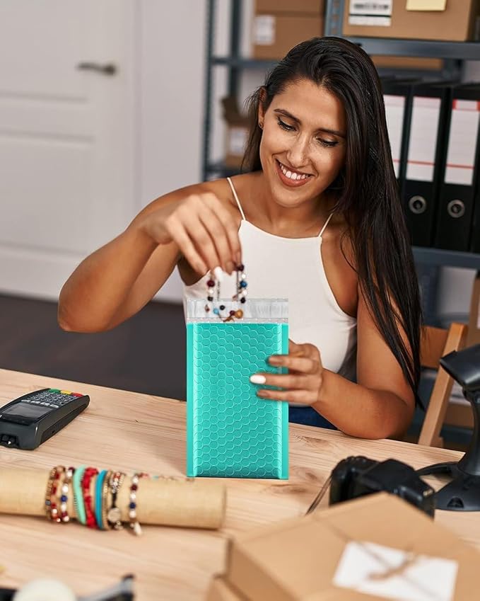 GSSUSA Teal Bubble Mailers 4x7 Small Padded Envelopes 4000 Pack Self-Seal | Waterproof Opaque Shipping Bags, Strong Adhesion, Mailing Supplies, Small Business, Accessories, #000