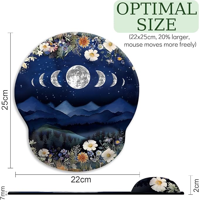 Ergonomic Mouse Pad with Wrist Rest, Moon Mountain Mouse Pad Wrist Support Gaming Mousepad with Non-Slip Pain Relief PU Base, Cute Office Desk Accessories Funny Home Decor Supplies