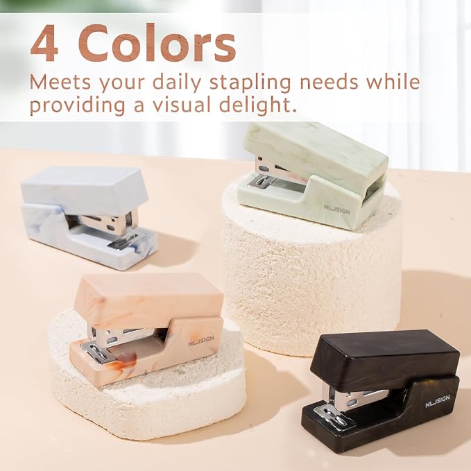 NUSIGN Mini Stapler with 830 Staples, Small Cute Desk Staplers, 25 Sheet Capacity, Fluid Brown