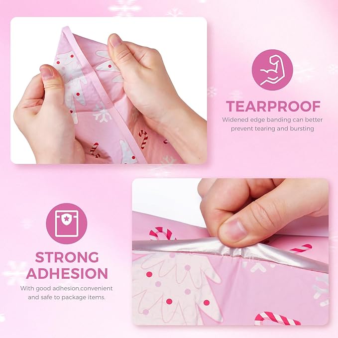 Metronic Christmas Bubble Mailers 6x10 Inch 50 Pack Cute Bubble Mailers Usable Size 6x9" Waterproof Padded Envelopes Mailing Envelopes for Shipping Gift, Jewelry, Makeup, Small Items