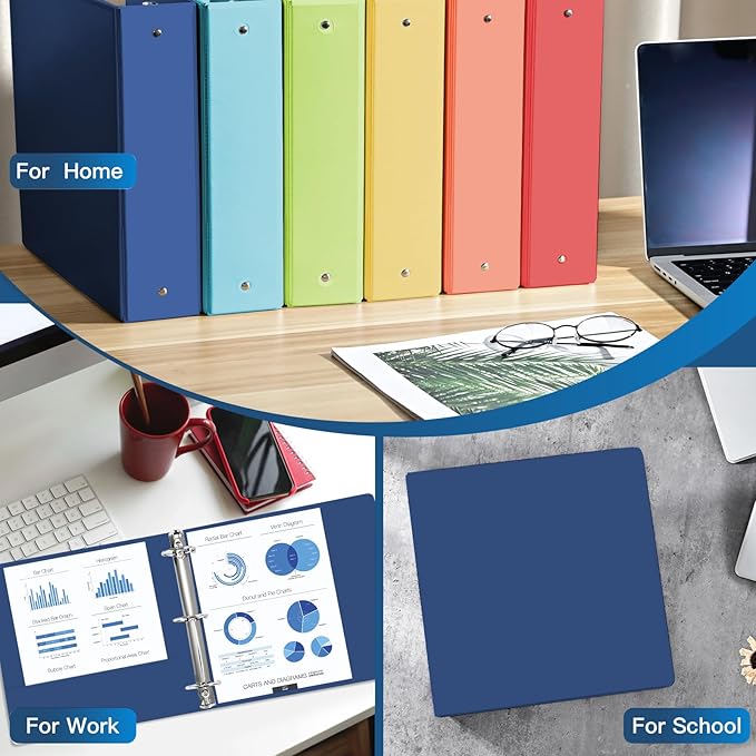 SUIN 2-Inch 3-Ring Binders with 2 Interior Pockets, Heavy Duty Clear View Presentation Binder Holds 425 Sheets Letter Size, Office School Home,6 Pack