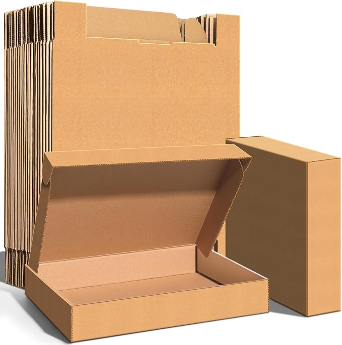 12x9x2 inches Shipping Boxes Set of 25, Corrugated Cardboard Boxes Literature Mailer Boxes Gift Boxes Small Boxes for Shipping Wrapping Mailing Packaging Small Business, Brown