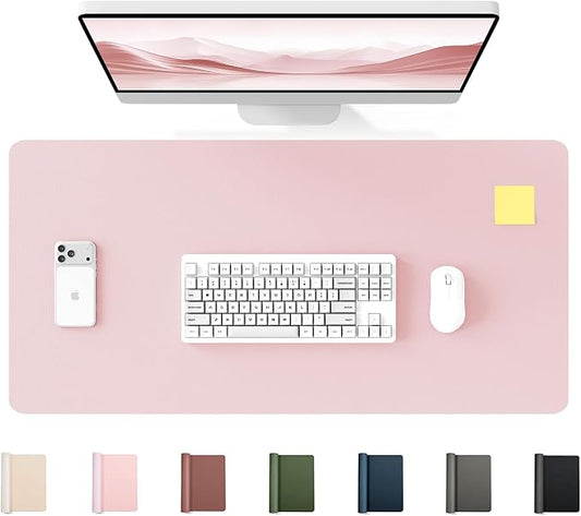 YSAGi 35.4" x 17" Large PU Leather Desk Mat for Keyboard and Mouse - Waterproof Non-Slip Desk Pad Protector for Office, Home, Writing Desk, Pink