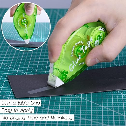 XUXU 0.3IN x 26FT Double Sided Tape Roller, Scrapbook Tape Glue Tape | Permanent Adhesive Tape Dispenser Runner for Crafts and Arts Projects Photo-Safe