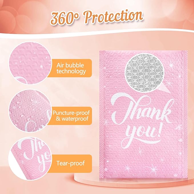 50 Pack Bubble Mailers 6x10 Inch,Self Sealing Adhesive Padded Envelopes,Waterproof Cute Bubble Mailers,Cushioning Shipping Envelopes for Packaging, Mailing, Gifts, Small Business