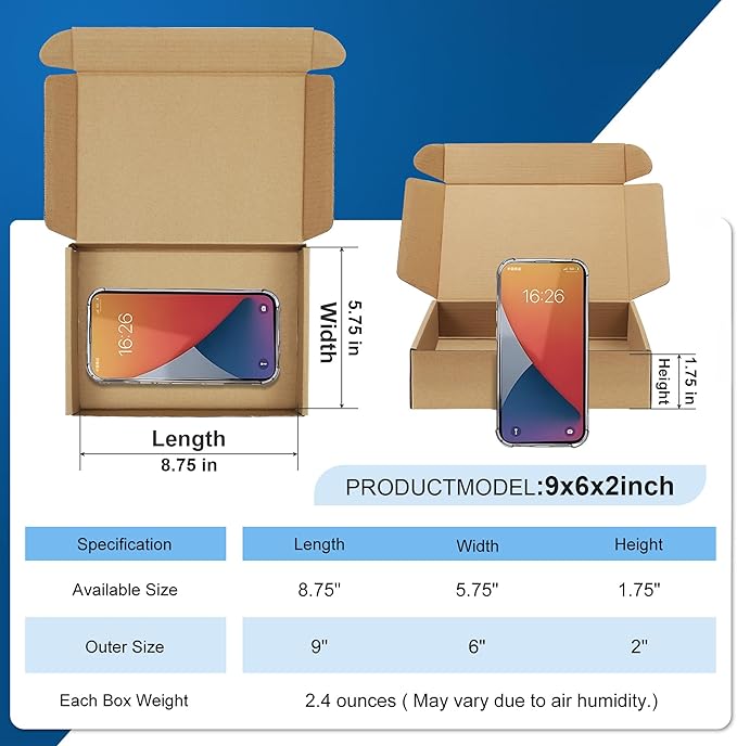 Famagic Small Shipping Boxes - 25 Pack 9x6x2 Inches Brown Corrugated Cardboard Mailer Boxes for Small Business, Mailing Boxes for Packaging, Bulk