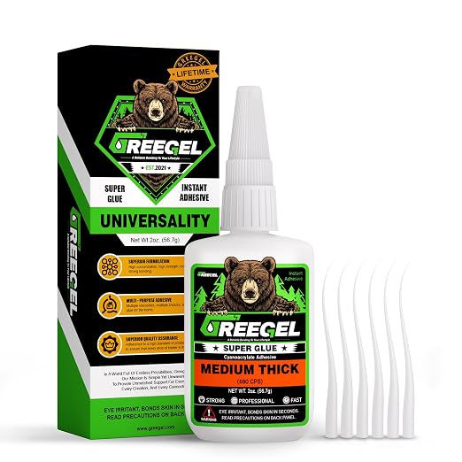 Liquid Medium Thick Super Glue 2 oz + 3g Gel Glue for Ceramic | Clear Cyanoacrylate Adhesive for Metal, Ceramic, Rubber, Woodworking, Glass, Model Making, 3D Printing, Crafts & Repairs